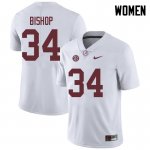 NCAA Women's Alabama Crimson Tide #34 Brandon Bishop Stitched College 2018 Nike Authentic White Football Jersey CC17J45TU